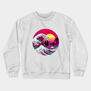 The Great RetroWave off Kanagawa Crewneck Sweatshirt